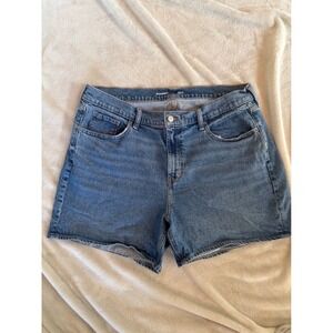 Old Navy High Rise Baggy Denim Jean Shorts Medium Wash Womens Sz 16